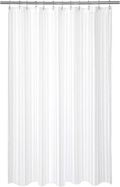 Barossa Design Waterproof Fabric Shower Curtain or Liner - Standard Size, Satin Damask Striped, 72x72 Inches