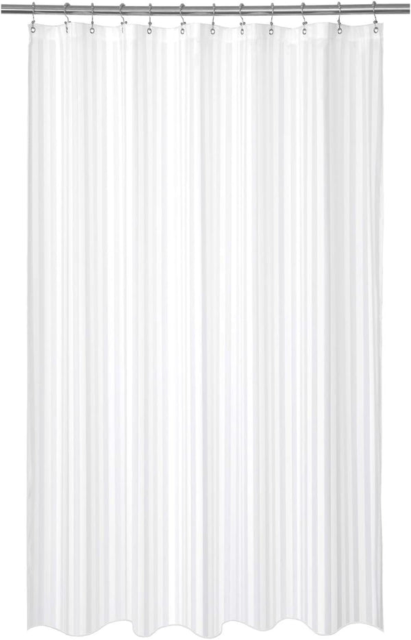 Barossa Design Waterproof Fabric Shower Curtain or Liner - Standard Size, Satin Damask Striped, 72x72 Inches