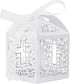 VIVIQUEN Baptism Favor Boxes, Laser Cut Cross Favor Boxes with 50 Ribbons for Baby Shower and Wedding Party Decorations