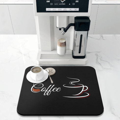Coffee Bar Mat Accessories for Countertop, Absorbent Rubber Backed Dish Drying Mats for Kitchen Decor