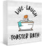 Live Laugh Toaster Bath Sign, Funny Bathroom Decor, Gift for Dark Humor Lover, Wooden Sign 5 x 5 inch