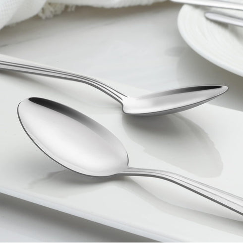 BEWOS 24 Pieces Silverware Spoons Set, 7.5-Inch Stainless Steel Dinner Spoons, Mirror Polished, Dishwasher Safe for Home