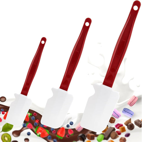 Silicone Rubber Spatula Set (3 Scrapers, 10"/14"/17") - High Heat Resistant Commercial Grade Butter Scraper Pack