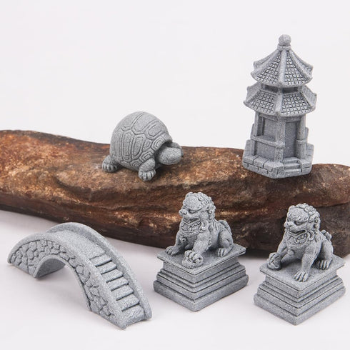 ZORZA Mini Chinese-Style Sandstone Figurines, Enchanting Garden Bridge for Fairy Gardens and Miniature Decor