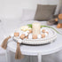 12in HPC Decor Round Wood Tray - White, Distressed, Farmhouse Rustic - Decorative Tray for Living Room, Coffee Table