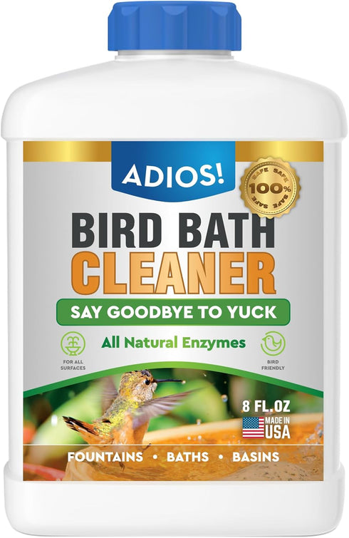 ADIOS! Bird Bath Cleaner for Outdoor Fountains and Bowls, Safely Cleans Metal,