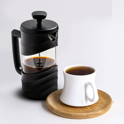 Ovente French Press Coffee Maker 12 Ounce - Heat Resistant Borosilicate Glass, 4 Filter Stainless-Steel System