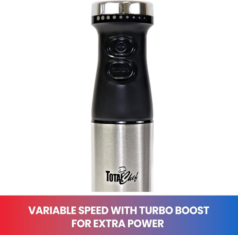 Total Chef Hand Blender, Variable Speed Immersion Blender, 225W with Turbo Boost for Soups, Smoothies & Dips
