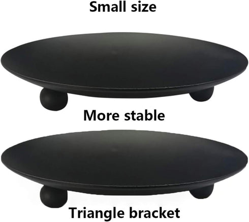 YYaaloa 2 pcs Black Decorative Iron Plate Candle Holder - 4.33'' Stand for LED & Wax Candles, Incense Cones (Black-2