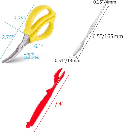Sisims Set 18 Crab Crackers and Seafood Forks - Piece Stainless Steel Crab Leg Crackers with Picks for Lobster