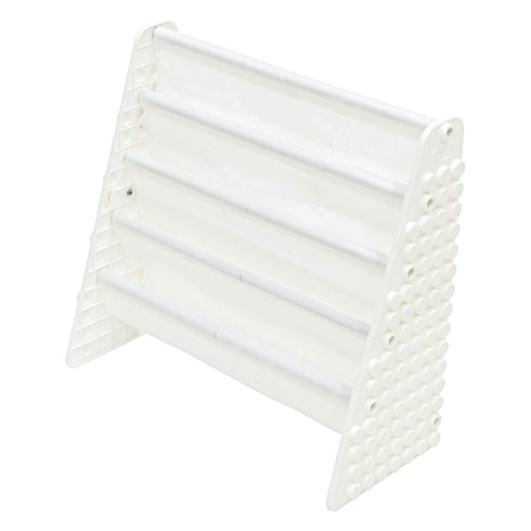 UNiPLAY Kids 4-Tier Book Storage Organizer with Sling Book Pockets, Plastic Sling