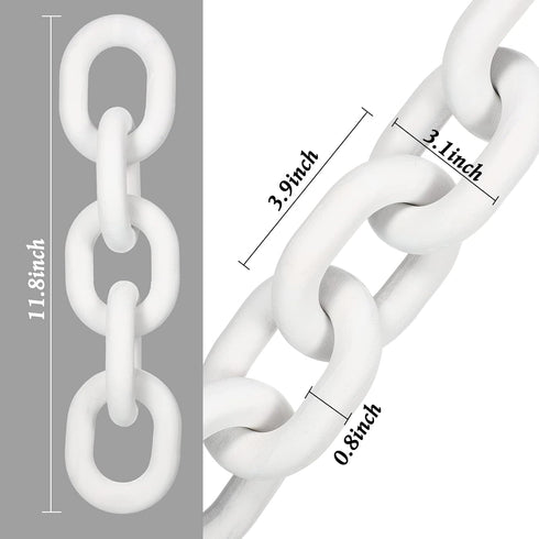 5 Table(White,13.78 Inch) Queekay Decorative Wood Chain Link Decor Rustic Link Wooden Chain Decor Ornament Farmhouse