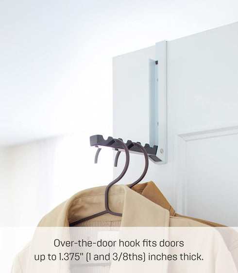 Yamazaki Over The Door Hooks, Alloy Steel, Folding Hanging Coat Rack, Black 7162