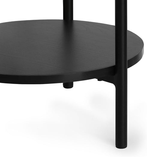 2-Tier 11.57 8.16 4.36 inches, Furinno Besi Modern Tall Round Side End Table with Sturdy Metal Legs, (W) x (H) x (D)
