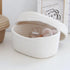 Handmade Cotton Rope Storage Basket with Lid, White Rope Bin for Makeup, Sundries, Snack, Needles - Desktop Storage Box