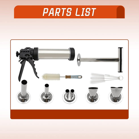 Hoypeyfiy 5 Nozzles Stainless Steel Jerky Gun Sausage Maker Sausage Stuffer Handmade Beef Jerky Gun with Stainless Meat