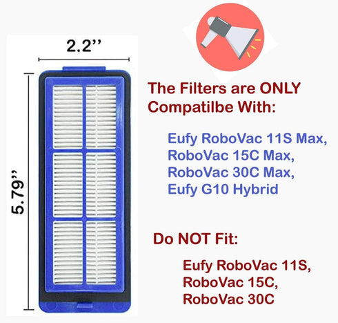 Replacement Parts for Eufy RoboVac 11S Max, 15C Max, 30C Max, G10, G30, G30 Edge - Accessory Filters and Brushes Kits