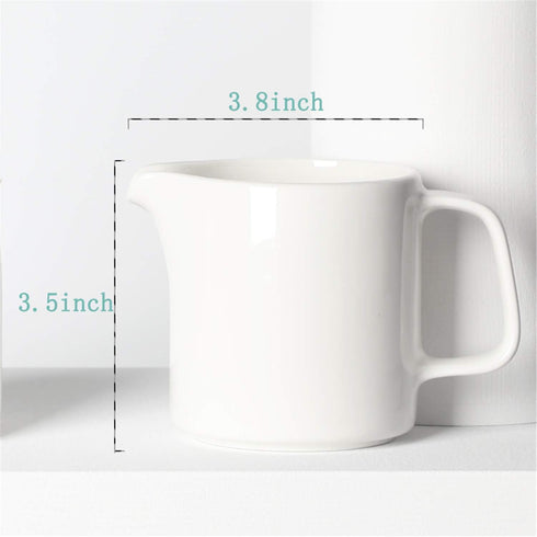 ONTUBE 10 oz Creamer Pitcher, Porcelain Coffee Milk with Handle for Home and Kitchen (White)