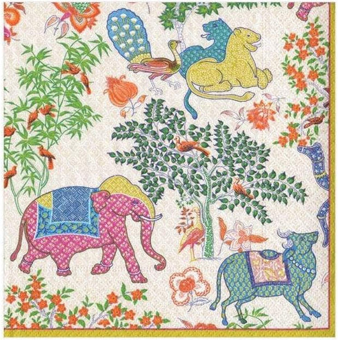 Caspari Le Jardin De Mysore Paper Cocktail Napkins, Two Packs of 20