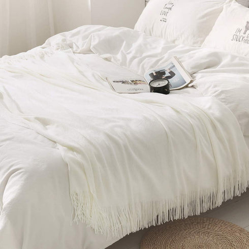 Homiest Cozy 50 60 (50" 60", Decorative Knitted Throw Blanket with Fringe Soft & Tassel Blanket for Couch Sofa Bed- x x