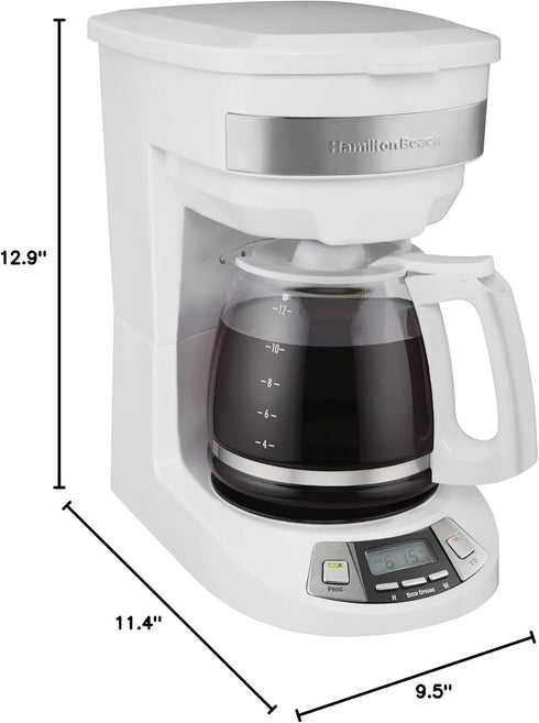 12 Programmable (46294J) Hamilton Beach Cup Drip Coffee Maker Machine, Regular & Bold Brew Options, Auto Pause