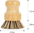 Palm Pot Dish Brush - Nature Bamboo Mini Durable Scrub for Kitchen Cleaning, 2 Packs with Ceramics Holder