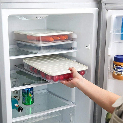 Food Storage Bin Vegetable Organizer with Lid, Clear Fridge Crisper to Keep Food Fresh, BPA Free Kitchen Organizer