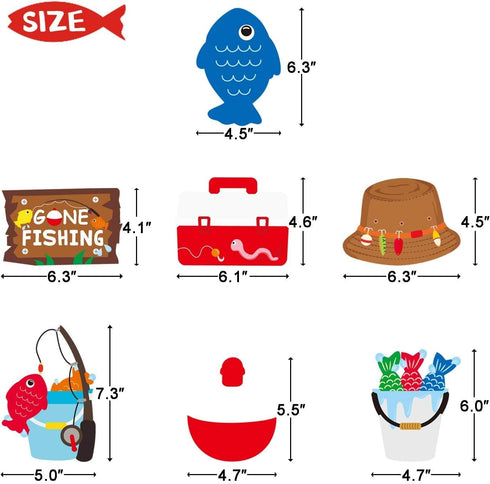 30CT Gone Fishing Party Decorations - Fishing Banner & Hanging Swirl Ceiling Streamers for Baby Shower Supplies