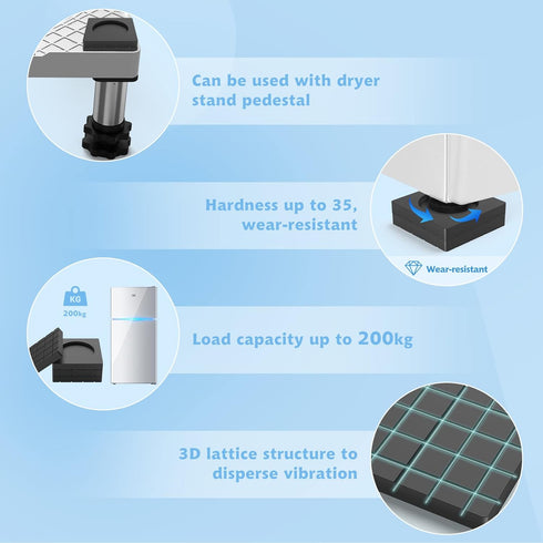 SEISSO Anti Vibration Pads for Washing Machine, 8 PCS Noise Dampening Pads for Anti Skid and Anti Shake