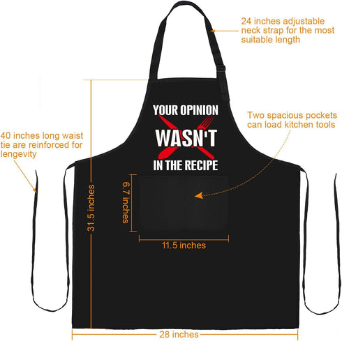 Funny Apron with 2 Pockets, Adjustable Neck Strap Cooking Apron for Christmas, Thanksgiving Gift