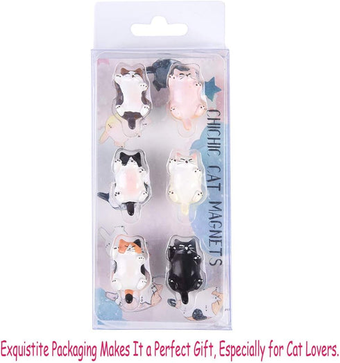 CHICHIC 6 Pack Fun Cat Refrigerator Magnets, Kitchen Decor Fridge Cat Ornament for Cat Lovers