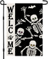 Welcome Halloween Skull Small Garden Flag, Vertical Double Sided Burlap 12 x 18 Inches Outdoor Decor