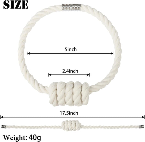 BEL AVENIR Magnetic Cotton Curtain Tiebacks, Decorative Drapery Holdbacks with Exquisite Knot, 6 Pack