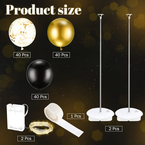 Honoson 2 Set 120 21-81 Inch Balloon Column Stand Kit for Floor with LED String Light Balloon Adjustable Height Stand