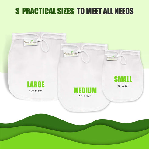 12x12 3 Pack (1 1 1 Nut Milk Bag Large Reusable Premium Mesh Strainer Bag| Cheesecloth Bag for Filtering & Straining