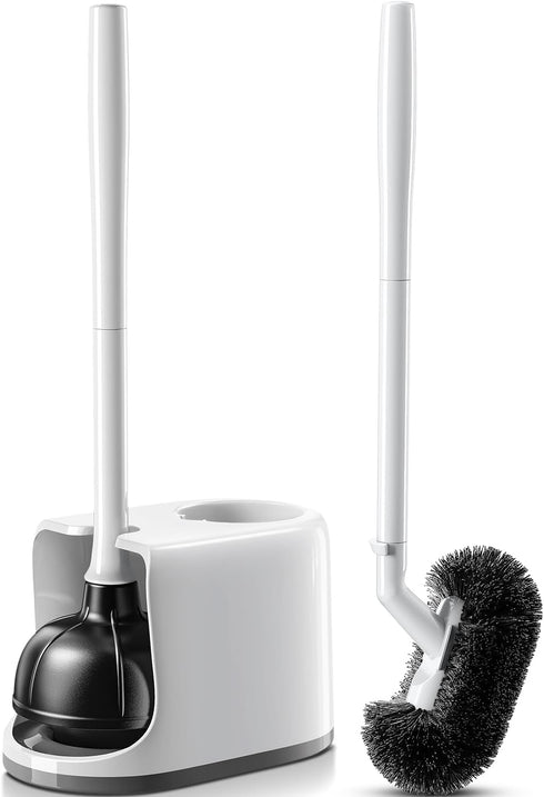 HAMITOR Toilet Plunger Bowl Brush ComboHeavy Duty Rubber for Drain Clog Remover