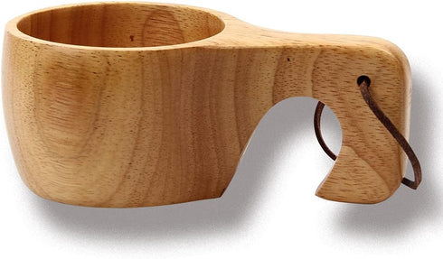 Nordic Style Wooden Cup, Handmade Natural Portable Wood Mug for Camping, Drinking Coffee, Tea, and Milk