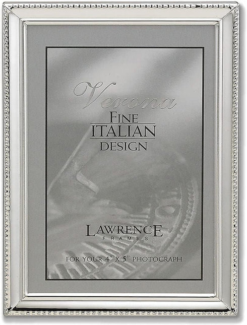Lawrence Frames Polished Silver Plate Picture Frame, 4x5, Bead Border Design