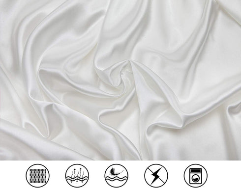 Lanest Satin-Silk Pillowcase Queen, White, Breathable, Super Soft, Cooling for Hair and Skin