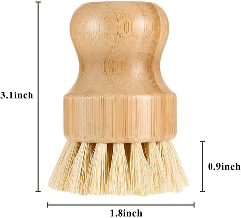 4 Packs Bamboo Palm Scrub Brush, Natural Dish Scrubber for Cast Iron Pots, Kitchen Sink