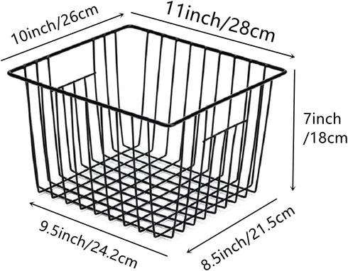 Slideep Wire Metal Basket Bin Storage Baskets for Kitchen Pantry Bathroom, Black 3 Packs