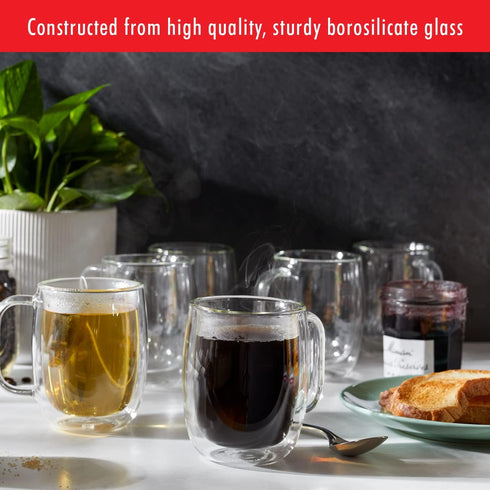 2-pc Set, 12-oz, 355ml, ZWILLING Sorrento Plus Double-Wall Glass Coffee Mug Clear