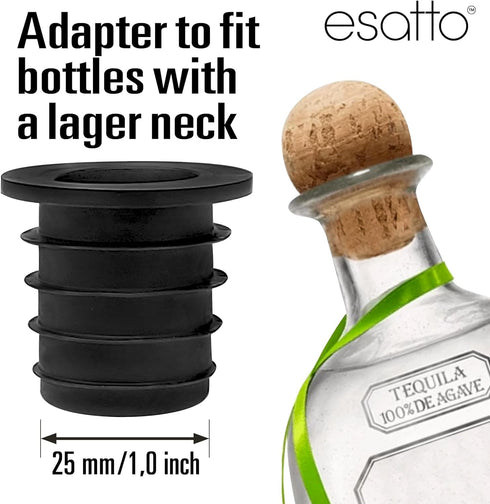 Esatto 12 Pieces Liquor Pourer Adapters Set for Large Olive Oil and Liquor Bottles - Converts Spout to Large Pour Spout