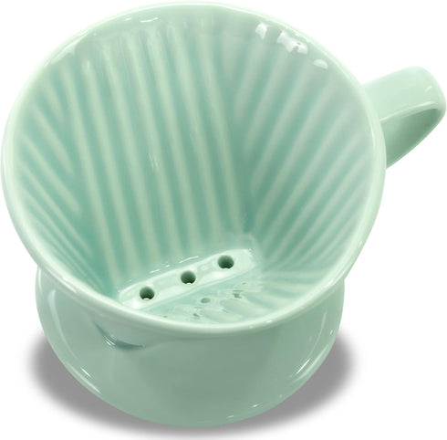 Pour Over Ceramic Coffee Dripper, 3 Holes Flat Bottom, Porcelain Slow Filter Cone for Home, Office, Travel, Camping Brew