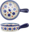 Vintage Style Blue Flowers Pottery Bakeware, Ceramic Casserole Dish, 20 OZ, 1 PCS