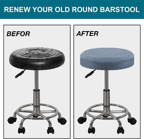 2 Pack 14"-16", Turquoize Bar Stool Covers Round Stool Covers with Elastic Bands Bar Stool Seat Covers Slipcover