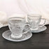 7 Oz Set 6 cosnou Vintage Glass Tea Cups with Saucers, Glass Mugs of Espresso Coffee Embossed Glassware with Handle