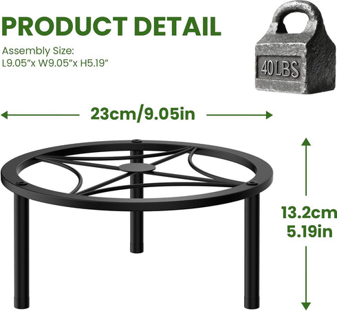 7.9-inch TOSKING Heavy Duty Metal Plant Stand - Round Tray with Geometric Pattern, Adjustable Leveling Feet