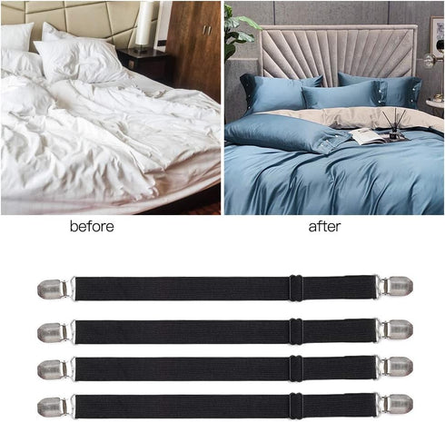 Adjustable Bed Sheet Clips, Heavy Duty Sheet Fasteners Holder Straps for Mattress, Sofa, Couch, Recliner