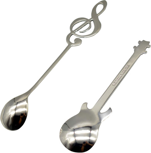 Maydahui 6PCS Guitar Spoons, 18/10 Stainless Steel Musical Note Teaspoons for Dessert